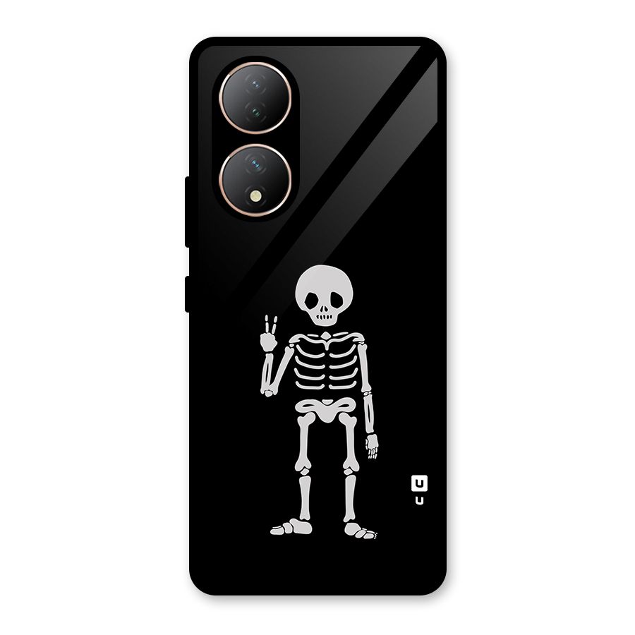 Victory Skeleton Spooky Glass Back Case for Vivo Y100A