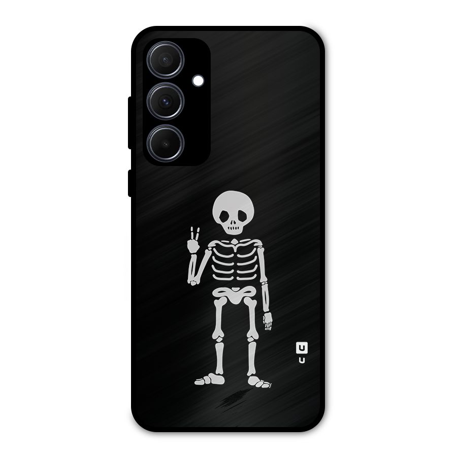 Victory Skeleton Spooky Metal Back Case for Galaxy A35