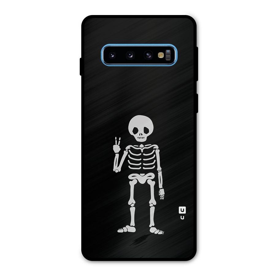 Victory Skeleton Spooky Metal Back Case for Galaxy S10