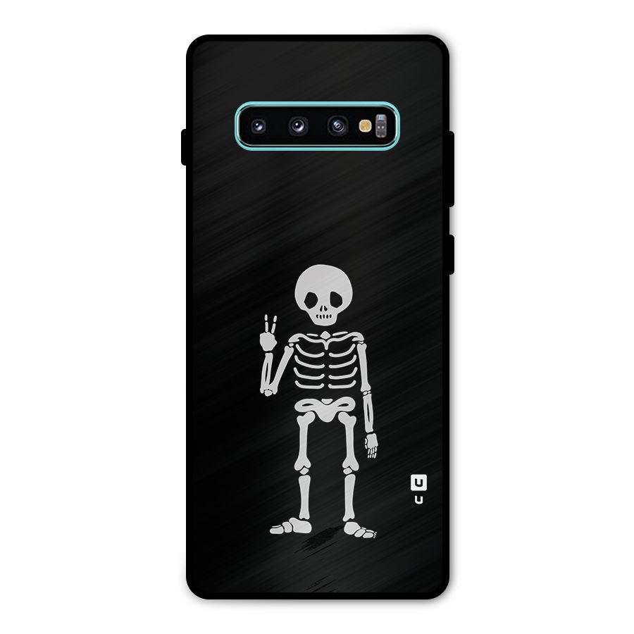 Victory Skeleton Spooky Metal Back Case for Galaxy S10 Plus