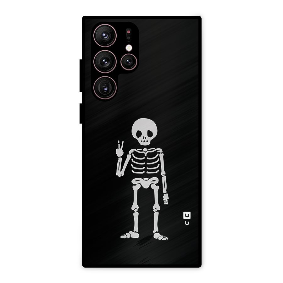 Victory Skeleton Spooky Metal Back Case for Galaxy S22 Ultra 5G