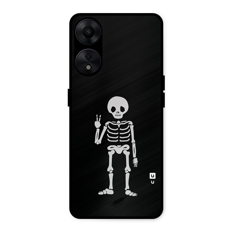 Victory Skeleton Spooky Metal Back Case for Oppo A78 5G