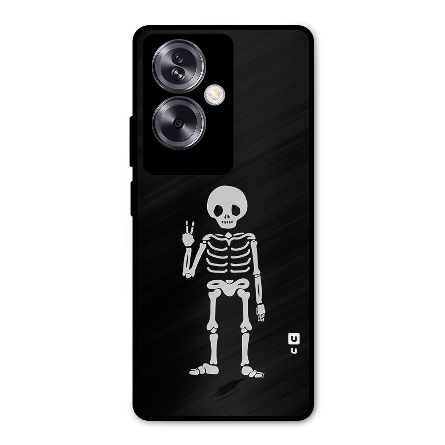 Victory Skeleton Spooky Metal Back Case for Oppo A79 5G