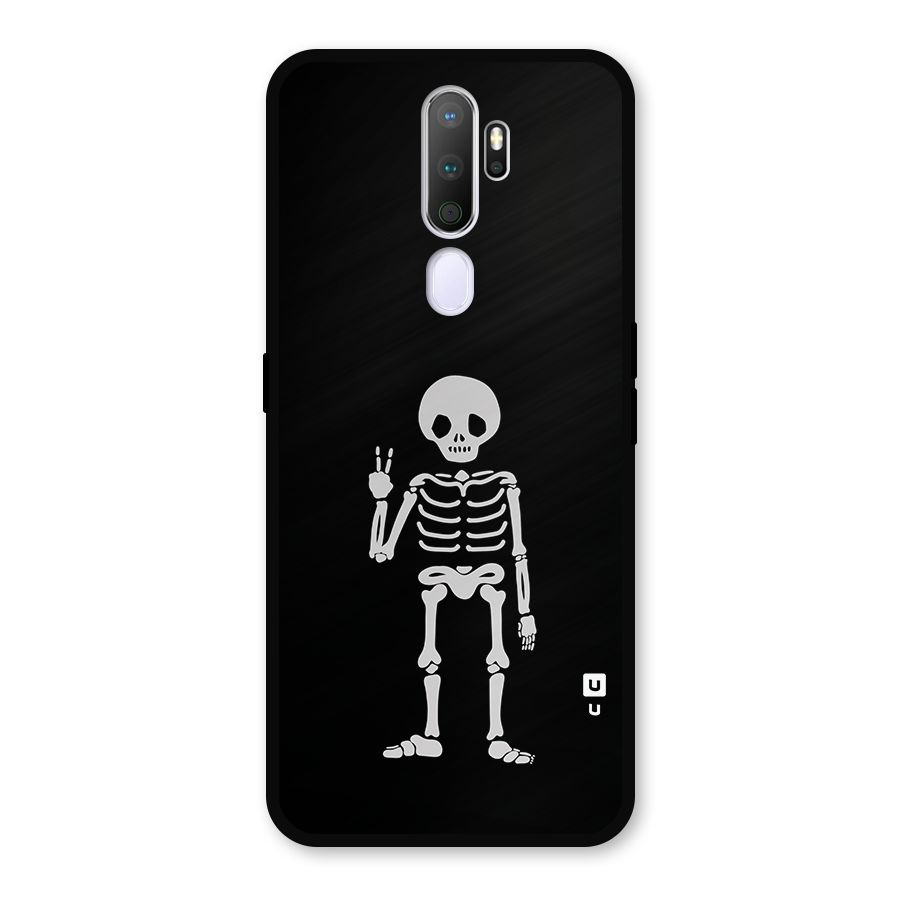 Victory Skeleton Spooky Metal Back Case for Oppo A9 (2020)