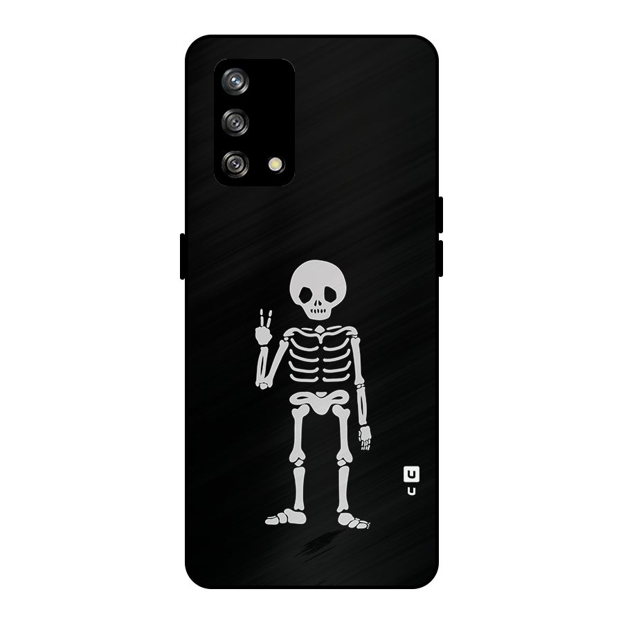 Victory Skeleton Spooky Metal Back Case for Oppo F19