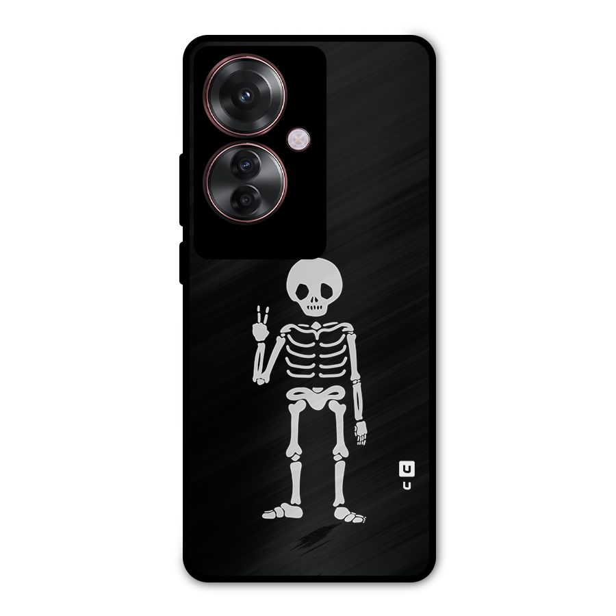 Victory Skeleton Spooky Metal Back Case for Oppo F25 Pro