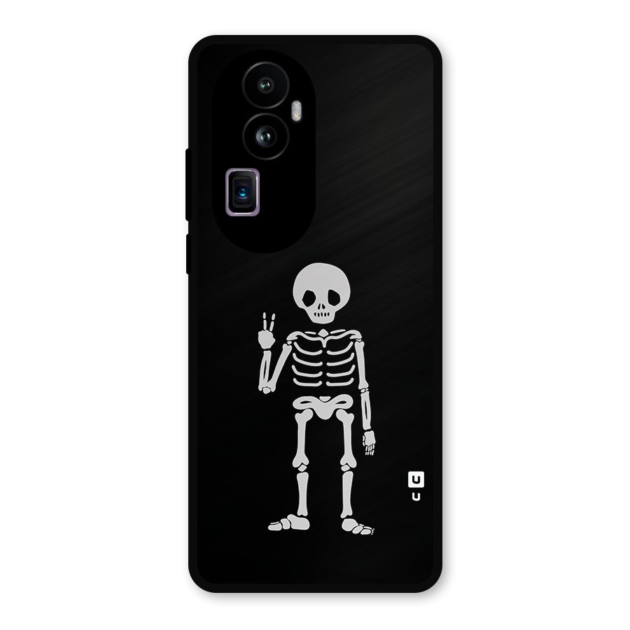 Victory Skeleton Spooky Metal Back Case for Oppo Reno10 Pro Plus