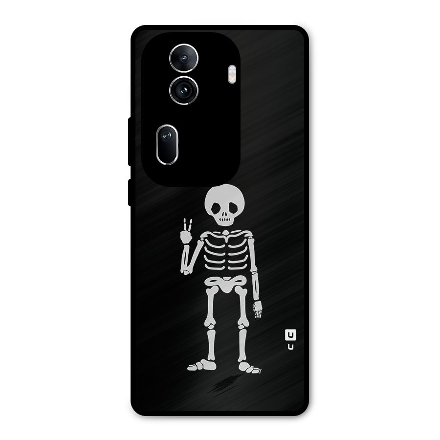 Victory Skeleton Spooky Metal Back Case for Oppo Reno11 Pro 5G