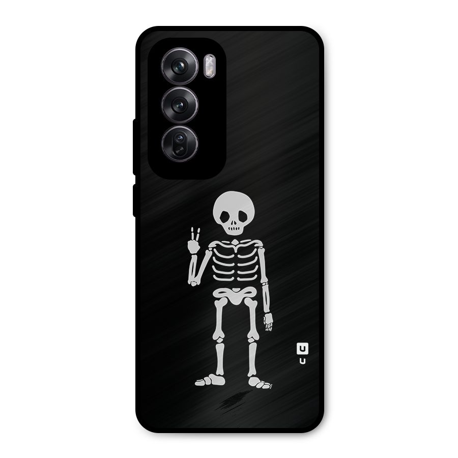 Victory Skeleton Spooky Metal Back Case for Oppo Reno12 Pro