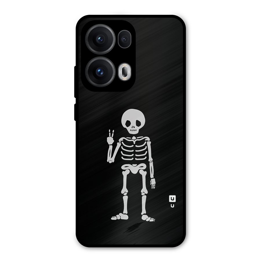 Victory Skeleton Spooky Metal Back Case for Oppo Reno13 Pro