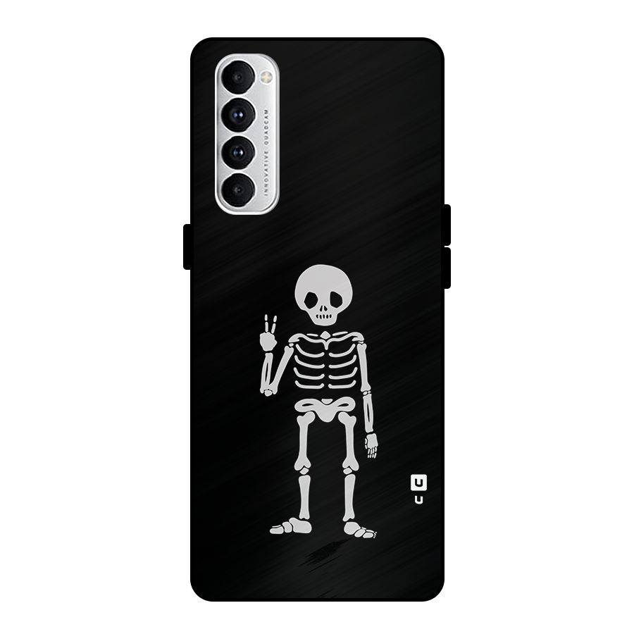 Victory Skeleton Spooky Metal Back Case for Oppo Reno4 Pro