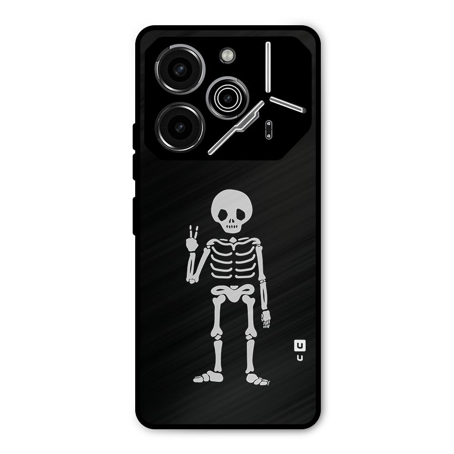 Victory Skeleton Spooky Metal Back Case for Tecno Pova 6 Pro