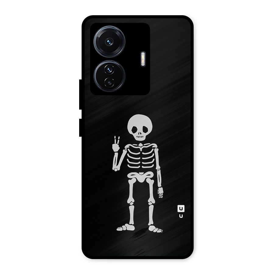 Victory Skeleton Spooky Metal Back Case for Vivo T1 Pro