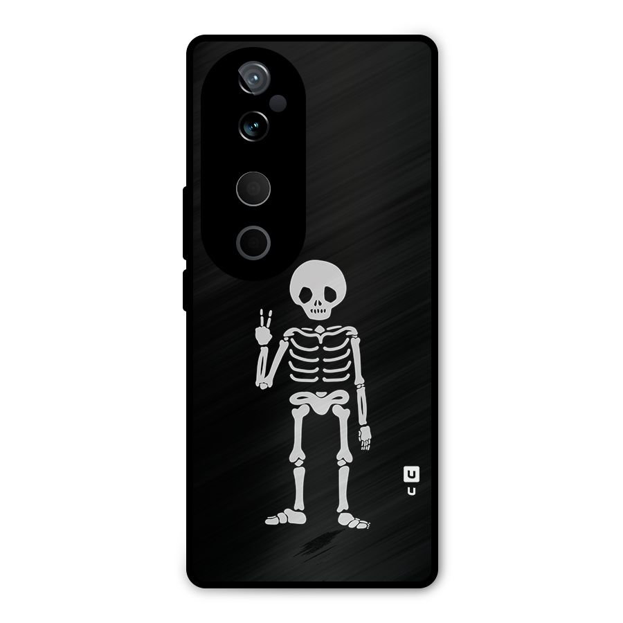 Victory Skeleton Spooky Metal Back Case for Vivo T3 Ultra