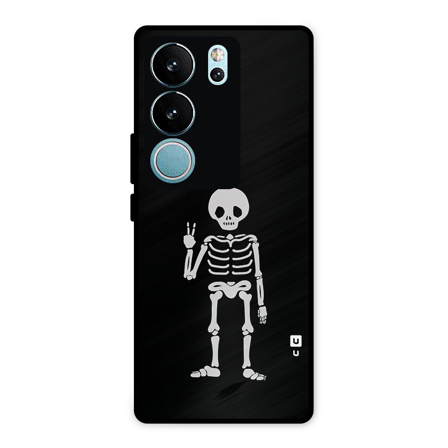 Victory Skeleton Spooky Metal Back Case for Vivo V29 Pro