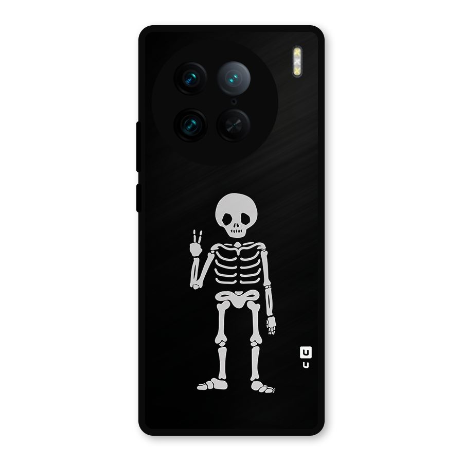 Victory Skeleton Spooky Metal Back Case for Vivo X90 Pro
