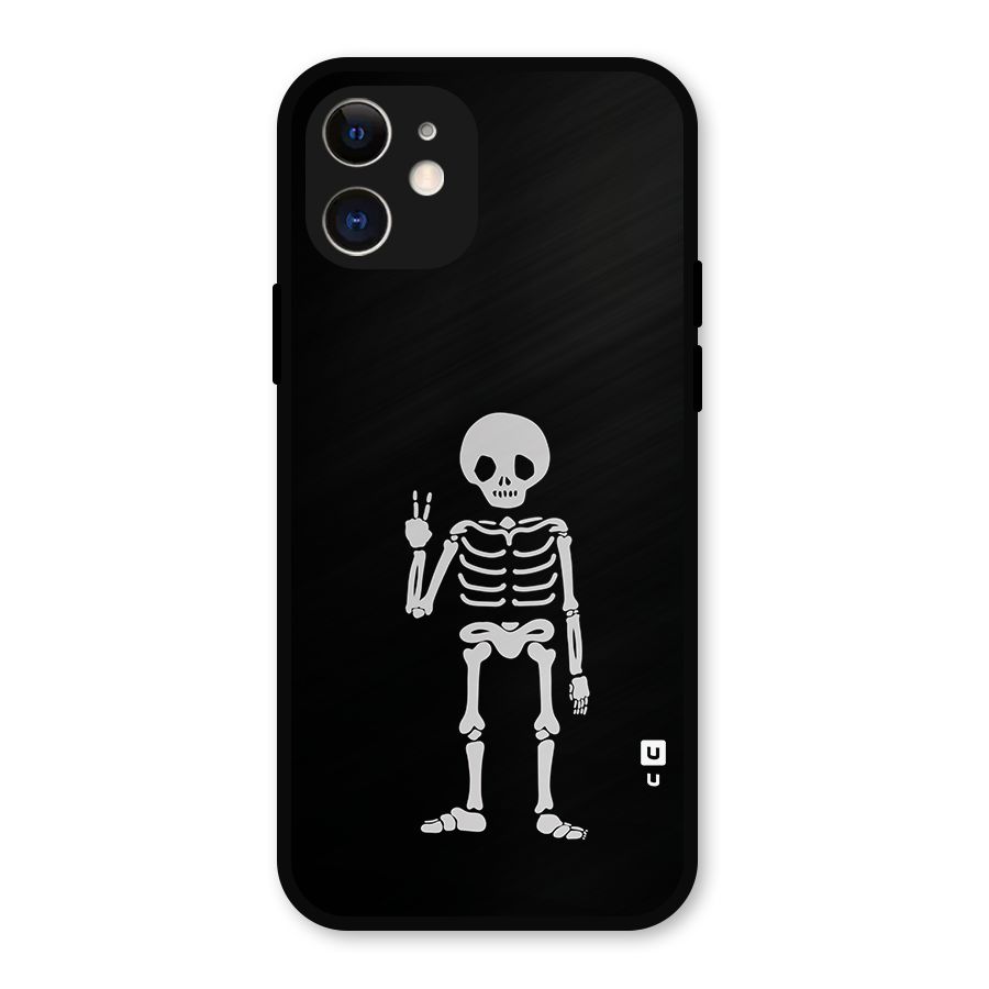 Victory Skeleton Spooky Metal Back Case for iPhone 12