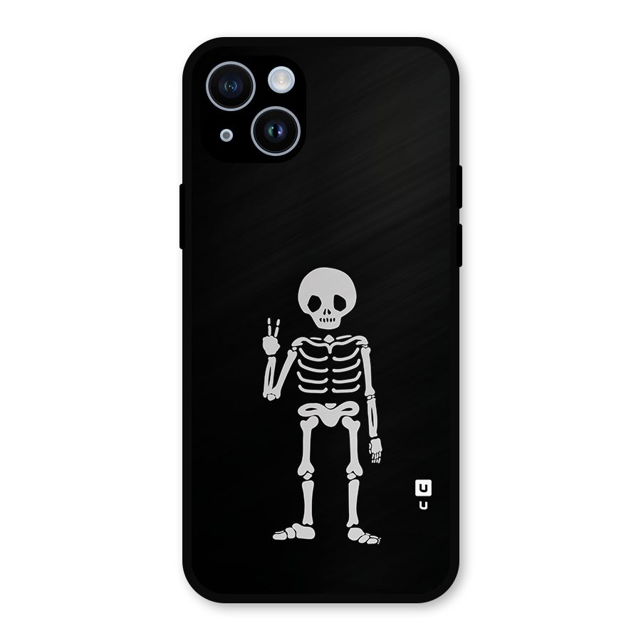 Victory Skeleton Spooky Metal Back Case for iPhone 14