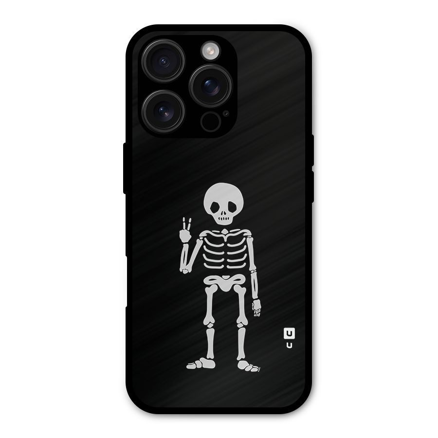 Victory Skeleton Spooky Metal Back Case for iPhone 16 Pro