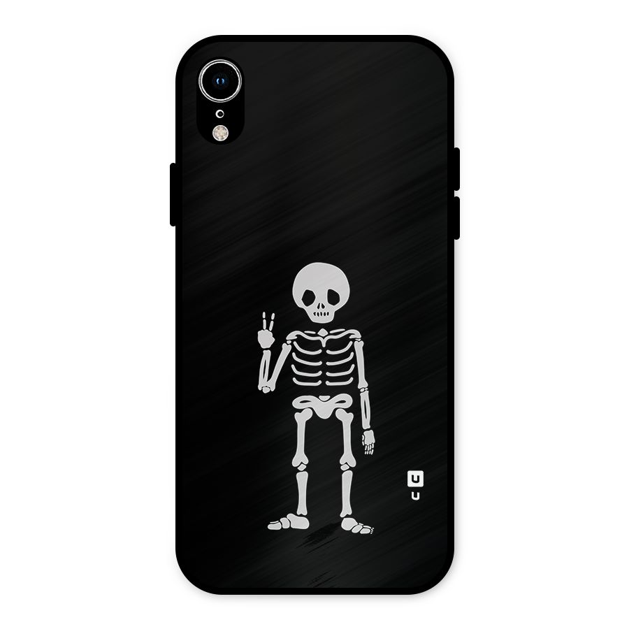 Victory Skeleton Spooky Metal Back Case for iPhone XR