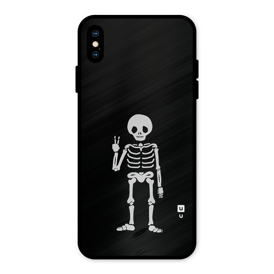 Victory Skeleton Spooky Metal Back Case for iPhone XS Max