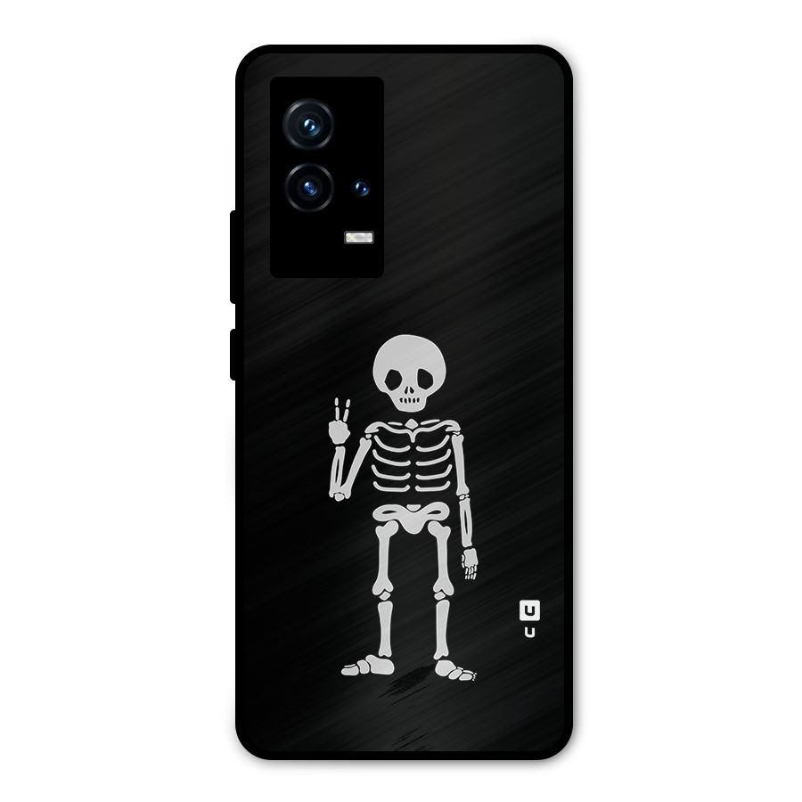 Victory Skeleton Spooky Metal Back Case for iQOO 9 5G