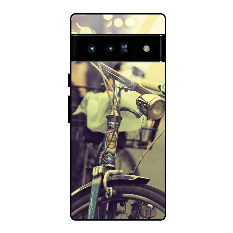 Vintage Bicycle Glass Back Case for Google Pixel 6 Pro