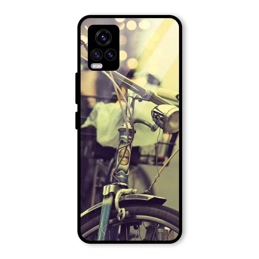 Vintage Bicycle Glass Back Case for Vivo V20 2021