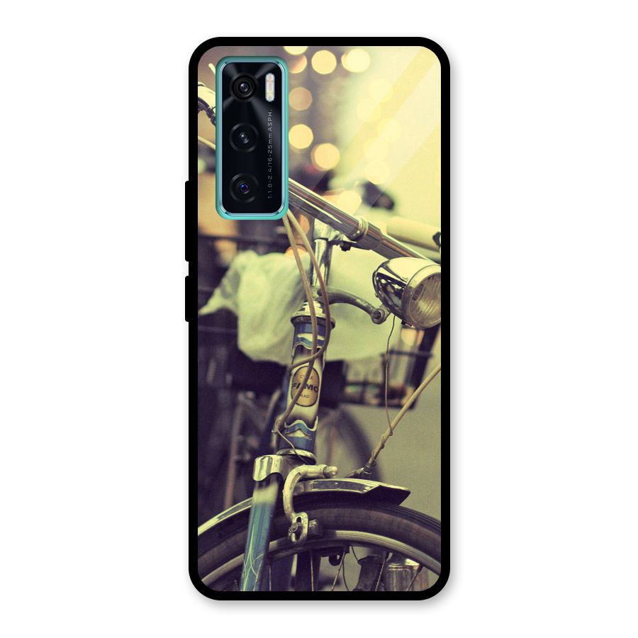 Vintage Bicycle Glass Back Case for Vivo V20 SE