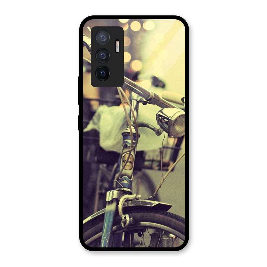 Vintage Bicycle Glass Back Case for Vivo V23e