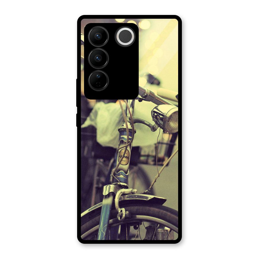 Vintage Bicycle Glass Back Case for Vivo V27