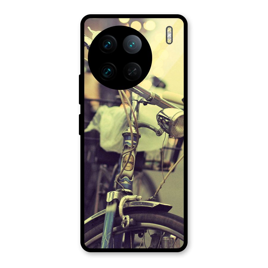Vintage Bicycle Glass Back Case for Vivo X90 Pro