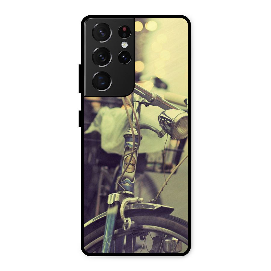 Vintage Bicycle Metal Back Case for Galaxy S21 Ultra 5G