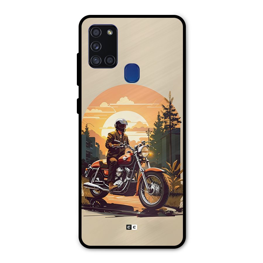 Vintage Bike Art Metal Back Case for Galaxy A21s