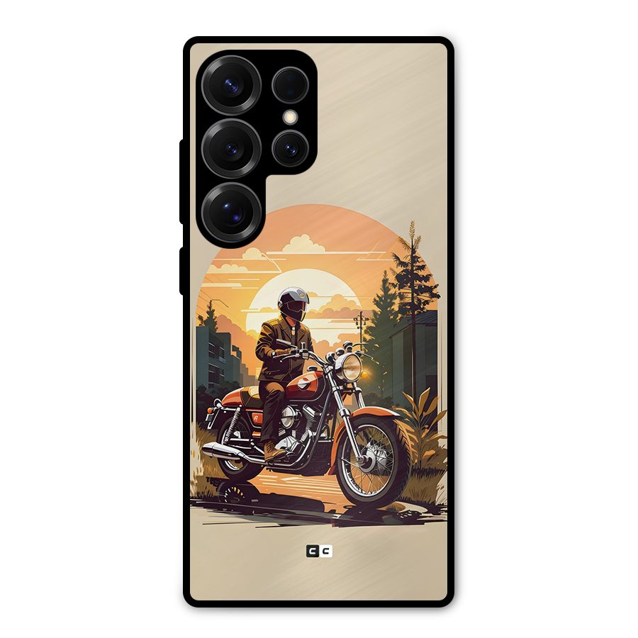 Vintage Bike Art Metal Back Case for Galaxy S25 Ultra