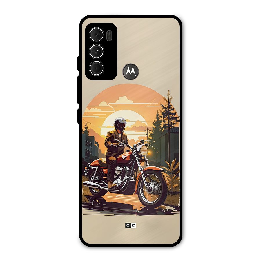 Vintage Bike Art Metal Back Case for Moto G60