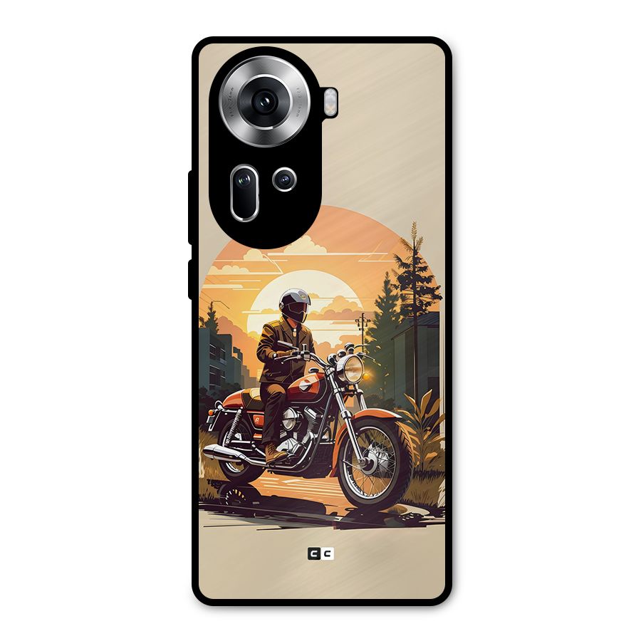 Vintage Bike Art Metal Back Case for Oppo Reno11 5G