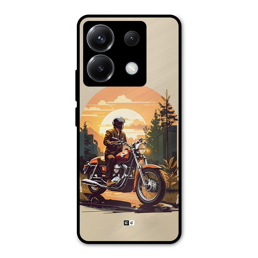 Vintage Bike Art Metal Back Case for Poco X6