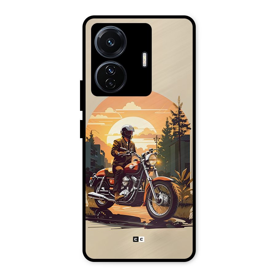 Vintage Bike Art Metal Back Case for Vivo T1 Pro