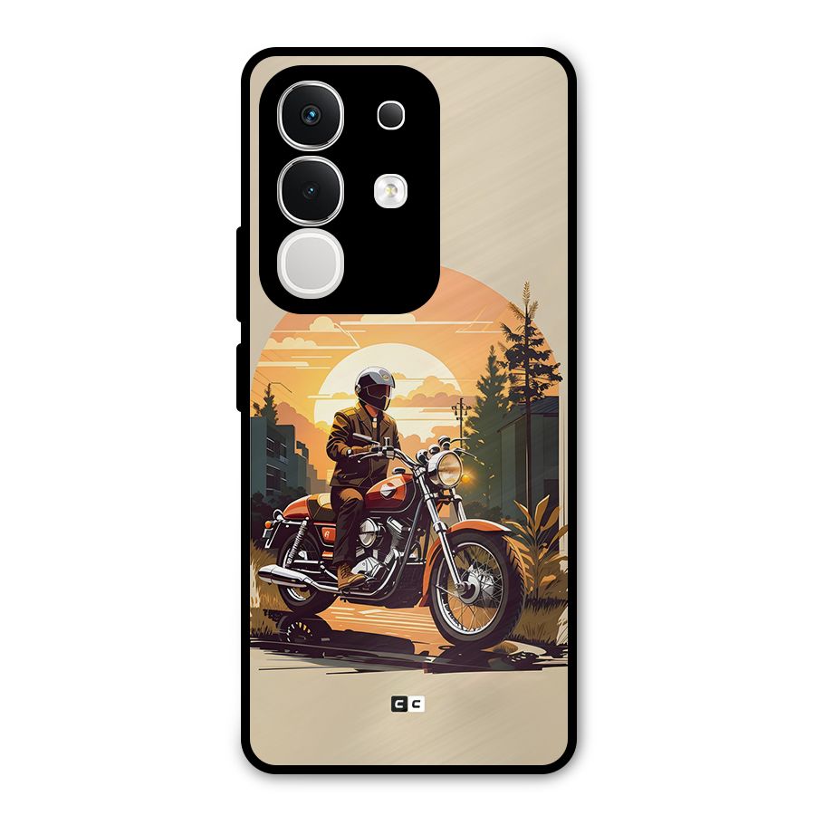 Vintage Bike Art Metal Back Case for Vivo T4x