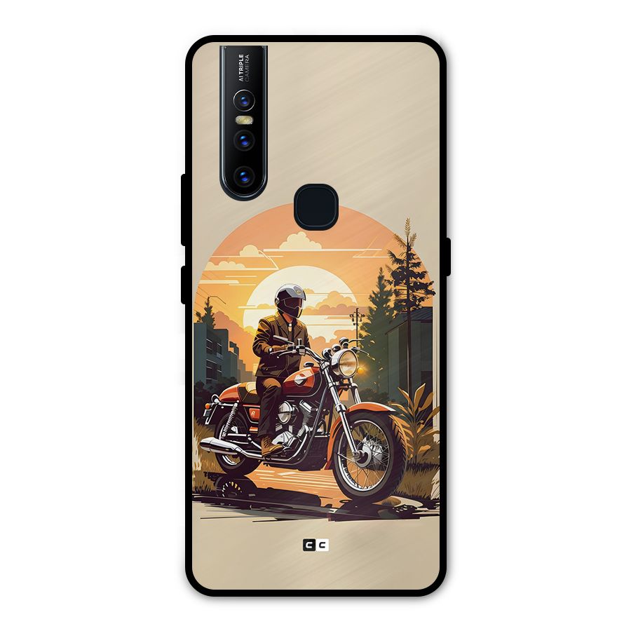 Vintage Bike Art Metal Back Case for Vivo V15
