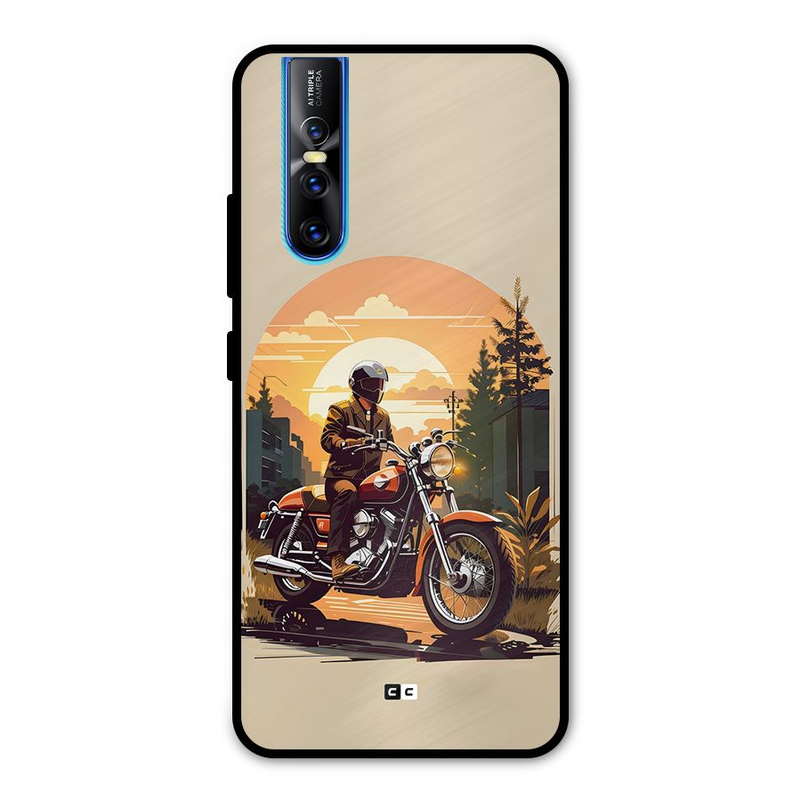 Vintage Bike Art Metal Back Case for Vivo V15 Pro