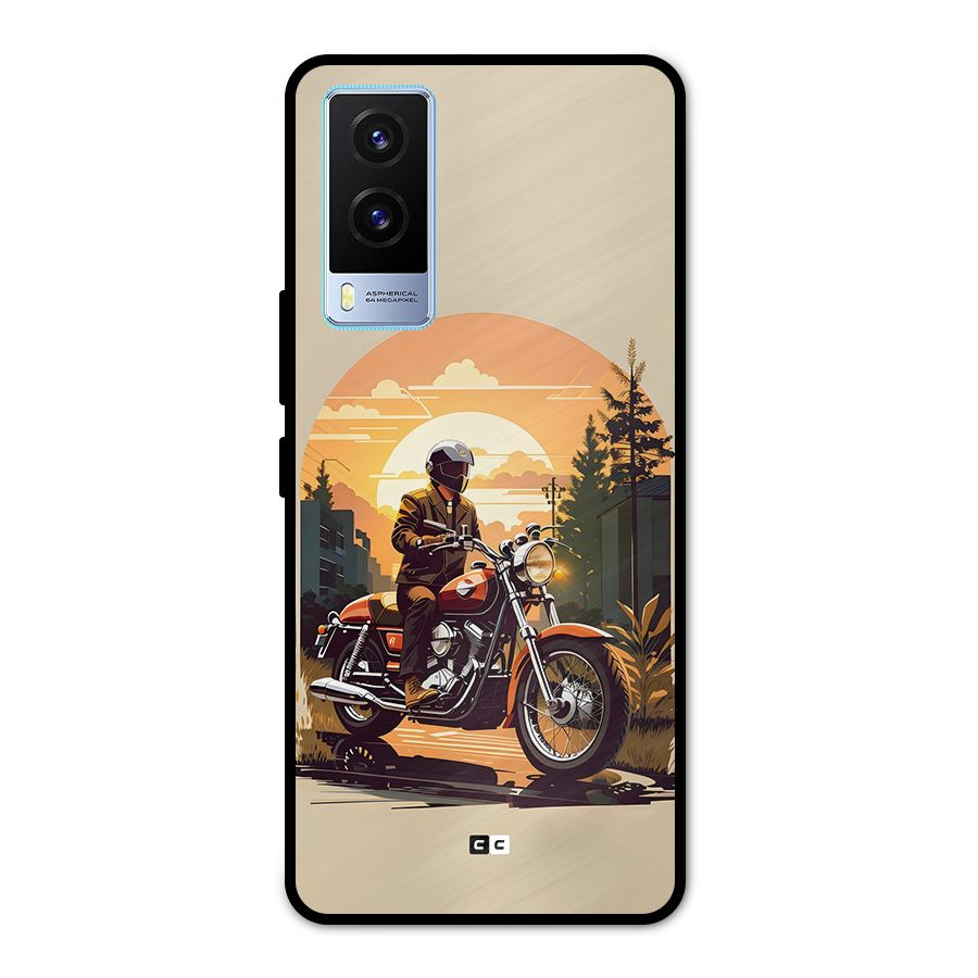Vintage Bike Art Metal Back Case for Vivo V21e 5G