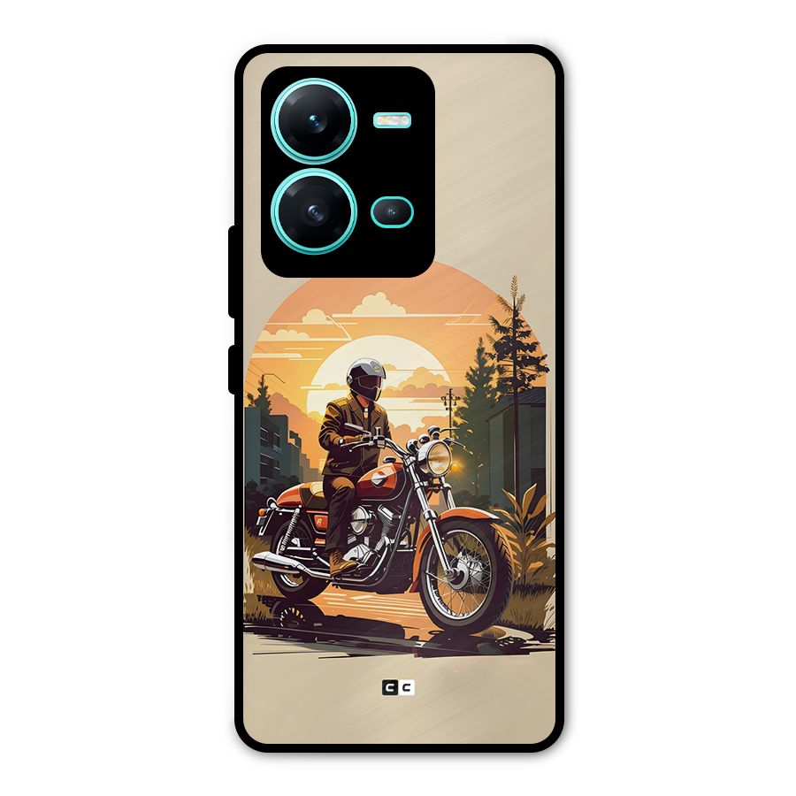 Vintage Bike Art Metal Back Case for Vivo V25
