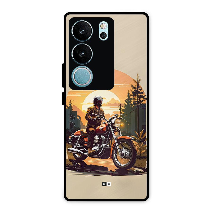 Vintage Bike Art Metal Back Case for Vivo V29