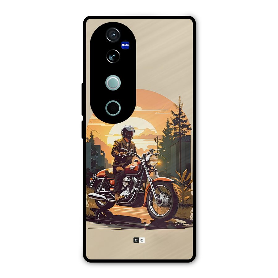 Vintage Bike Art Metal Back Case for Vivo V40