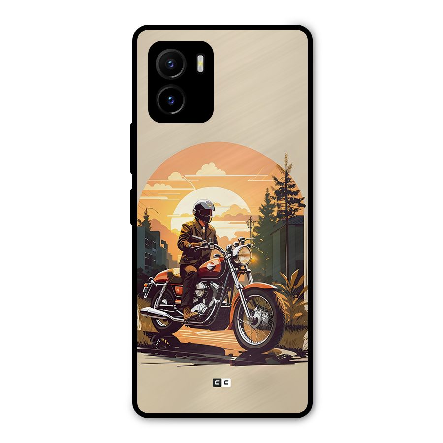 Vintage Bike Art Metal Back Case for Vivo Y15s