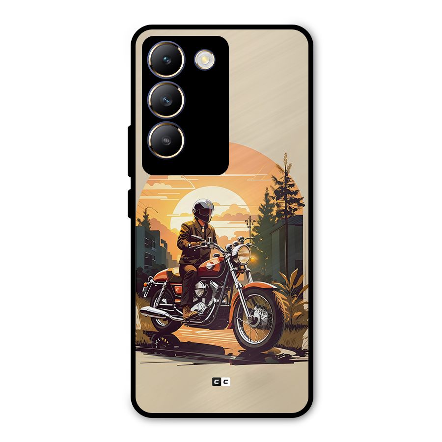 Vintage Bike Art Metal Back Case for Vivo Y200e