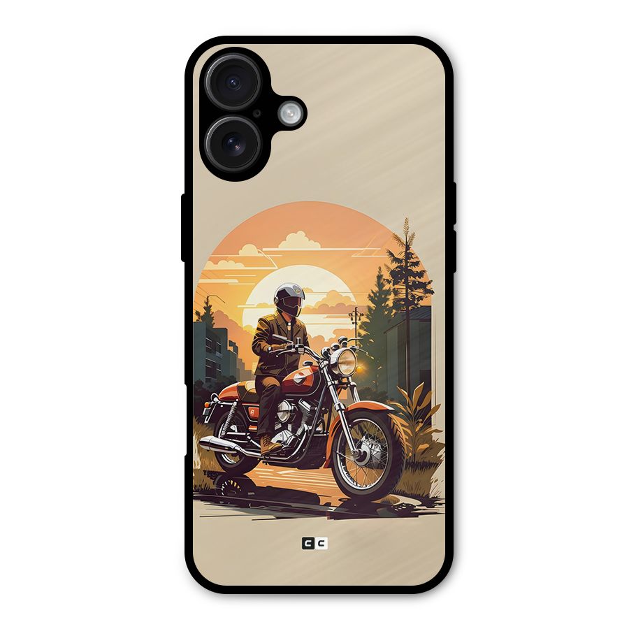 Vintage Bike Art Metal Back Case for iPhone 16 Plus