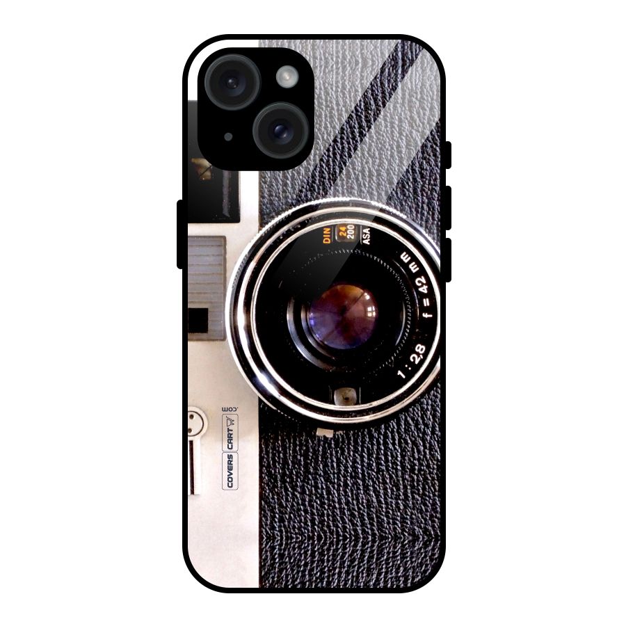 Vintage Camera Glass Back Case for iPhone 15